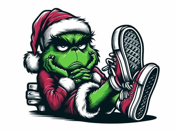 Grinch santa on christmas holiday t shirt design template