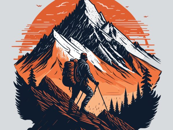 Mountain hiking t shirt designs for sale