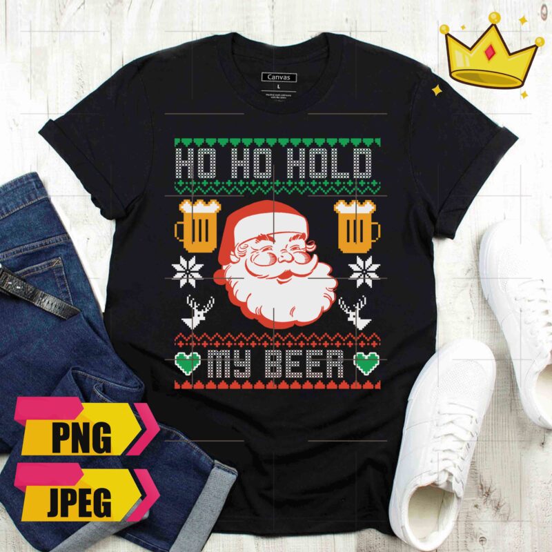 Hohoho Hold My Beer Hippo Christmas Black Cat Is This Jolly Merry Jeep-mas Bundle 6 Design PNG