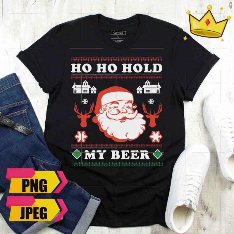 Hohoho Hold My Beer Hippo Christmas Black Cat Is This Jolly Merry Jeep-mas Bundle 6 Design PNG