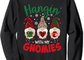 Hangin With My Gnomie Leopard Women Christmas Gnome Buffalo Sweatshirt