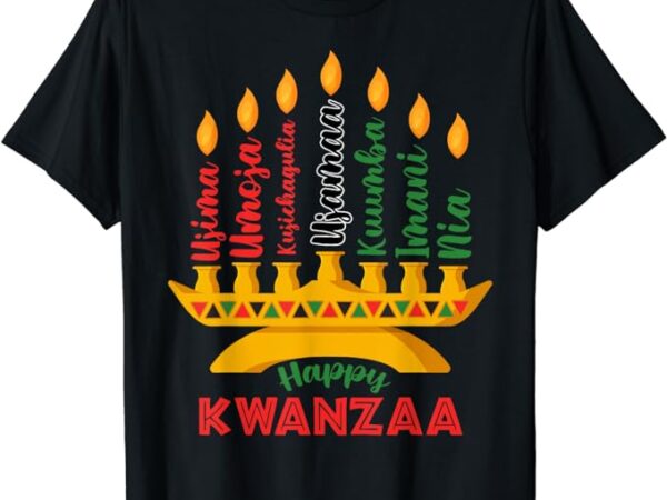 Happy kwanzaa kinara seven candles principles of kwanzaa t-shirt