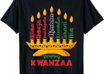 Happy Kwanzaa Kinara Seven Candles Principles Of Kwanzaa T-Shirt