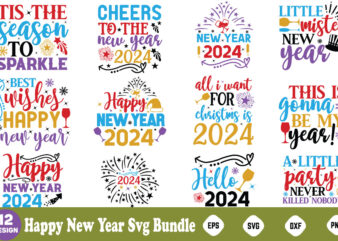 Happy New Year Svg Bundle New Year Happy New Year Svg Bundle, Heather Roberts Art, Cricut Cut Files, Instant Download, Sublimation Files, S graphic t shirt