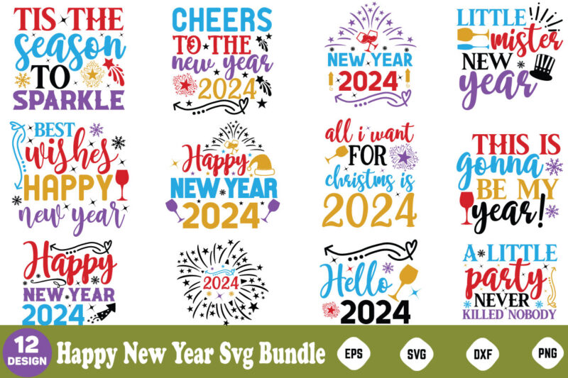 Happy New Year Svg Bundle New Year Happy New Year Svg Bundle, Heather Roberts Art, Cricut Cut Files, Instant Download, Sublimation Files, S