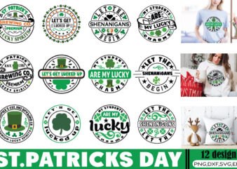 Round Vintage St Patricks Day T-shirt Bundle Round Vintage St Patricks Day SVG Bundle