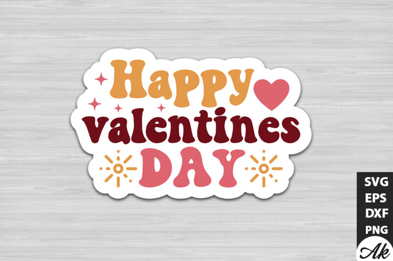 Happy valentines day Retro Stickers