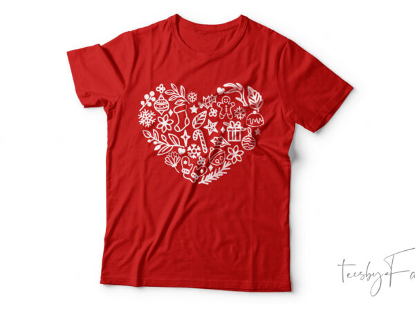 Christmas heart | t-shirt design for sale