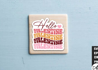 Hello valentine Retro Stickers Design