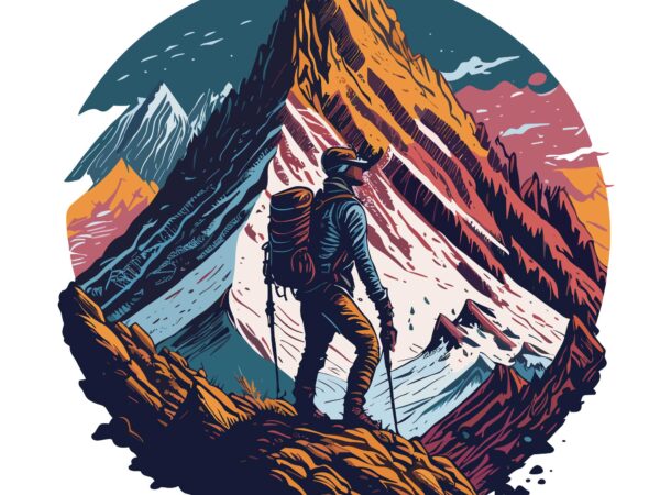 Mountain hiking t shirt designs for sale