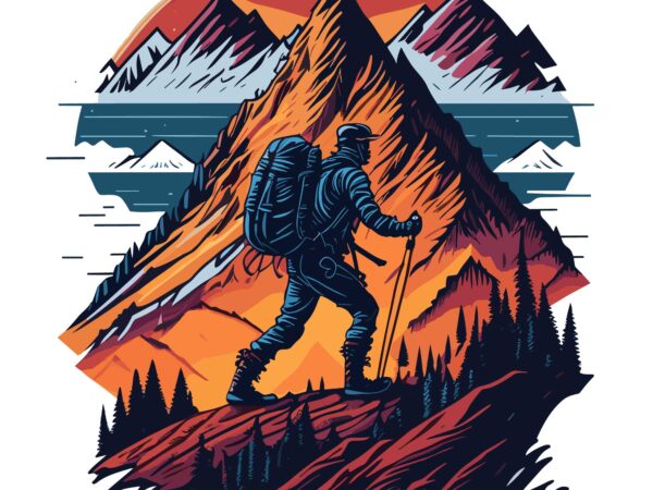 Mountain hiking t shirt designs for sale
