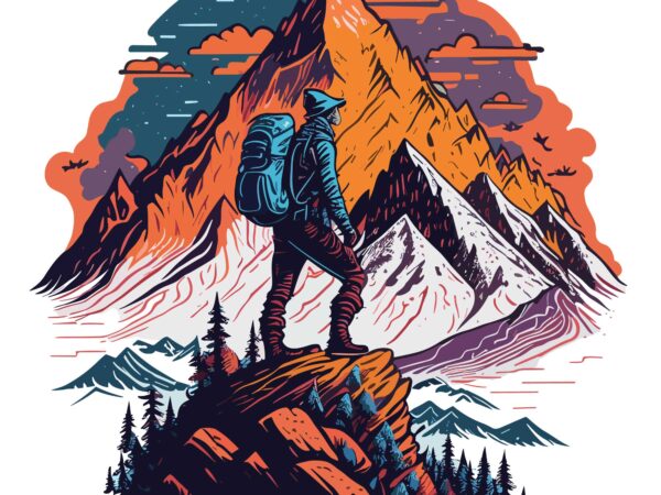 Mountain hiking t shirt designs for sale