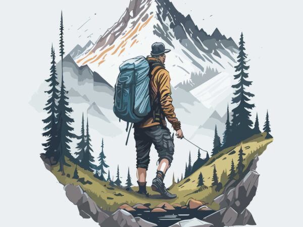 Mountain hiking t shirt designs for sale