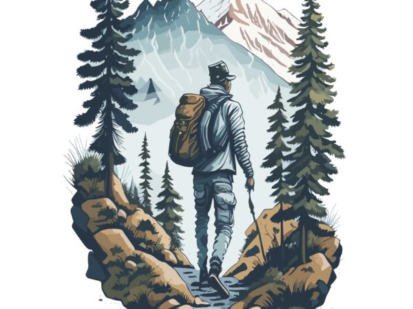 Hiking on the mountain graphic t shirt