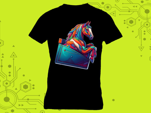 Pocket-sized horse magic curated specifically for print on demand websites t shirt illustration