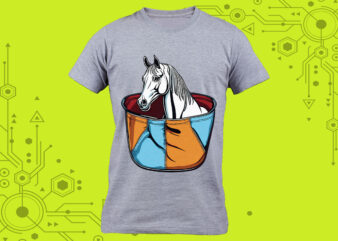 Pocket-Sized Horse tailor-made for Print on Demand websites t shirt illustration