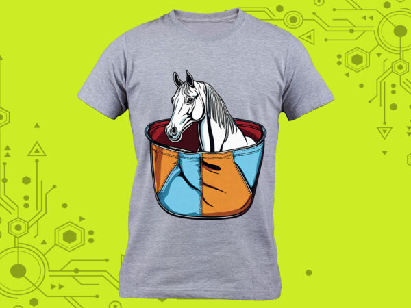 Pocket-sized horse tailor-made for print on demand websites t shirt illustration