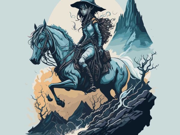 A witch riding horse t shirt vector