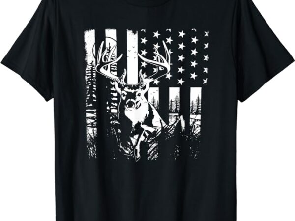 Hunting us flag deer elk buck camoflage hunter dad men gift t-shirt