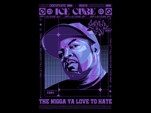 Ice cube death certificate t shirt design for sale