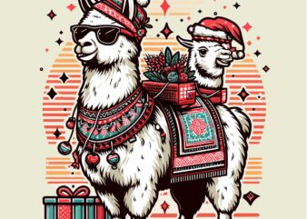 Ilama Funny Cristmas Animal t shirt design for sale