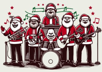 Santa Jingle Bell Singing On Christmas t shirt template vector