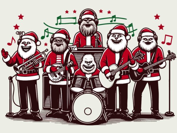 Santa jingle bell singing on christmas t shirt template vector