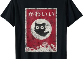 Kawaii cat Japanese black anime cat T Shirt T-Shirt