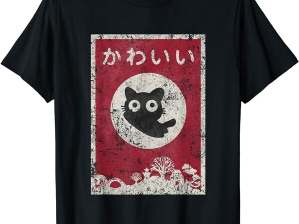 Kawaii cat japanese black anime cat t shirt t-shirt