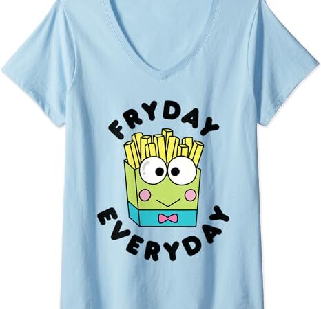 Keroppi french fries fryday friday everyday v-neck t-shirt