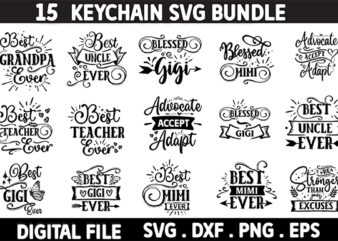 Keychain Quotes SVG Bundle, Keychain SVG Bundle, Designs for Keychains, Hand-lettered Keychain Quotes, Round Keychain Cut Files for Cricut