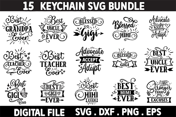 Keychain quotes svg bundle, keychain svg bundle, designs for keychains, hand-lettered keychain quotes, round keychain cut files for cricut