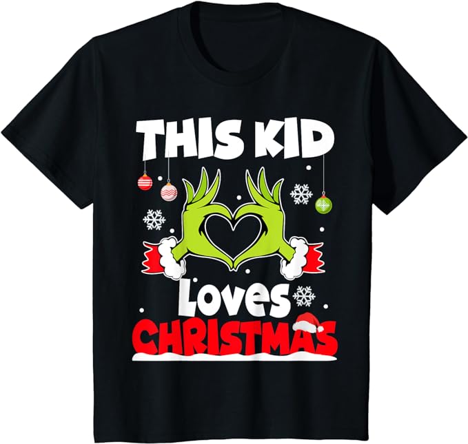 Kids This Kid Loves Christmas Xmas Pajama Toddlers Boys Girls T-Shirt