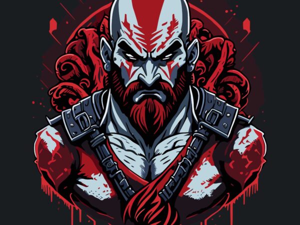 Kratos god of war t shirt vector art