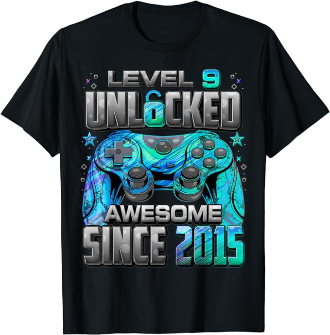 Level 9 Unlocked Awesome Since 2011 Video Game 9th Birthday T-Shirt Level 9 Unlocked Awesome Since 2011 Video Game 9th Birthday T-Shirt
