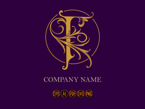 Luxury vintage letter t flourish ornament monogram logo t shirt vector graphic