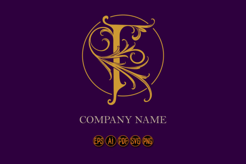 Luxury vintage letter T flourish ornament monogram logo