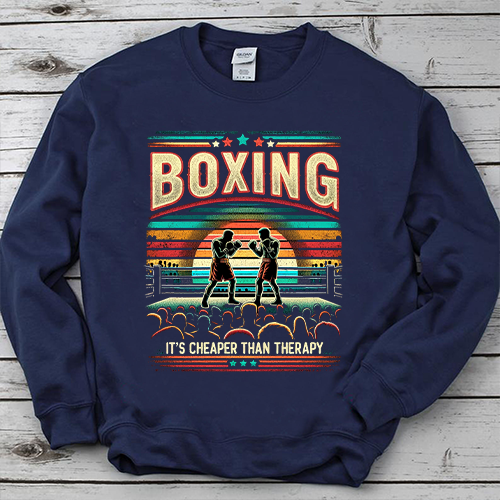 Funny Boxing T Shirt Cheaper than Therapy, Funny Boxing Shirt, Boxing Lover Gift, Boxer Gift, Kickboxing Gym Workout Tshirt PNG FIle