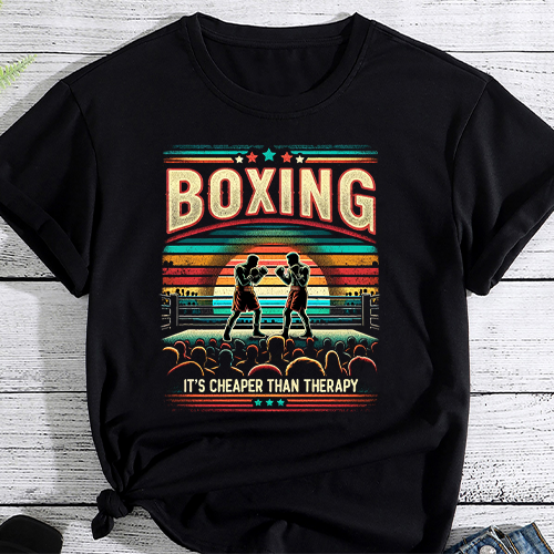 Funny Boxing T Shirt Cheaper than Therapy, Funny Boxing Shirt, Boxing Lover Gift, Boxer Gift, Kickboxing Gym Workout Tshirt PNG FIle