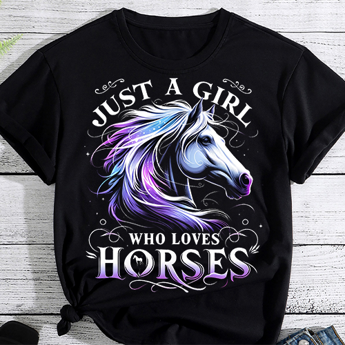 Horse Just A Girl Who Loves Horseback Riding Equestrian Farm T-Shirt PNG File