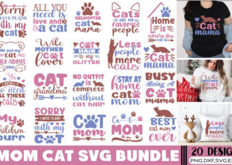 Cat Mom T-shirt Bundle Cat Mom SVG Bundle