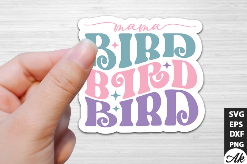 Mama bird Retro Stickers