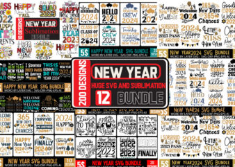 New Year 2024 T-Shirt Design Mega Bundle,New Year T-Shirt Design, New Year 2024 SVG Bundle | Happy New Year 2024 | New Year Sublimation