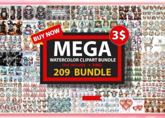 Mega Watercolor Clipart Bundle Best Selling t shirt designs for sale