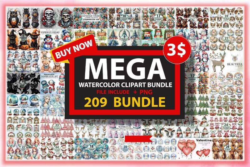 Mega Watercolor Clipart Bundle Best Selling
