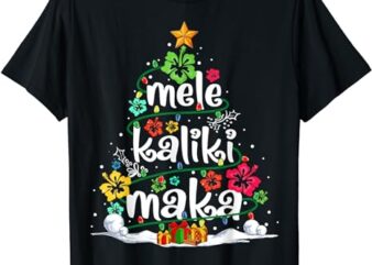 Mele Kalikimaka Tropical Christmas Hawaiian Santa Xmas Tree T-Shirt