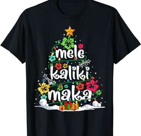 Mele kalikimaka tropical christmas hawaiian santa xmas tree t-shirt