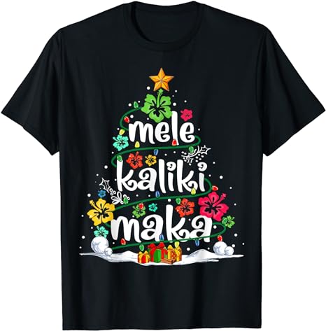 Mele Kalikimaka Tropical Christmas Hawaiian Santa Xmas Tree T-Shirt