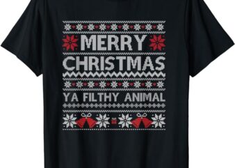Merry Christmas Animal Filthy Ya Xmas Ugly Christmas T-Shirt