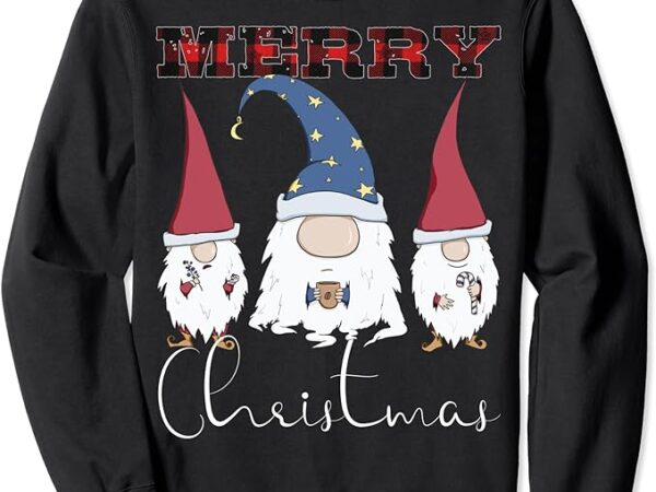 Merry christmas – gnomes & coffee lover red plaid christmas sweatshirt